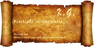 Kustyán Gergely névjegykártya
